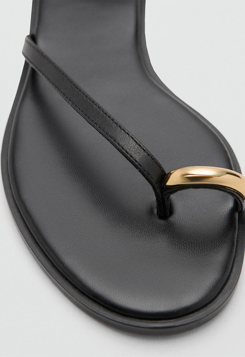 MANGO - Troc toe post ankle strap - black