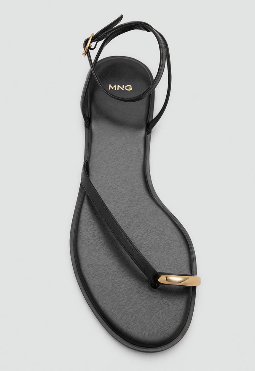 MANGO - Troc toe post ankle strap - black