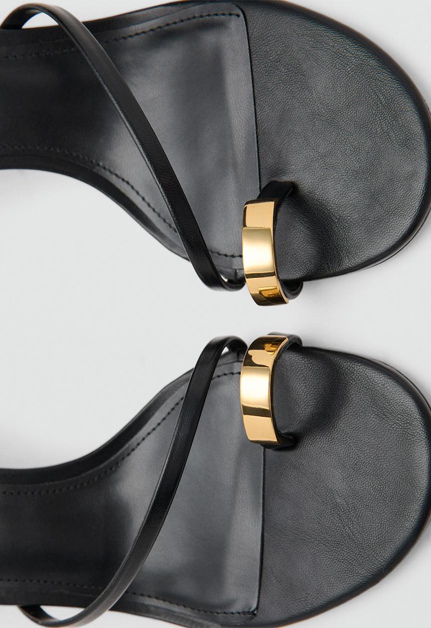 MANGO - Niza open toe ankle strap - black