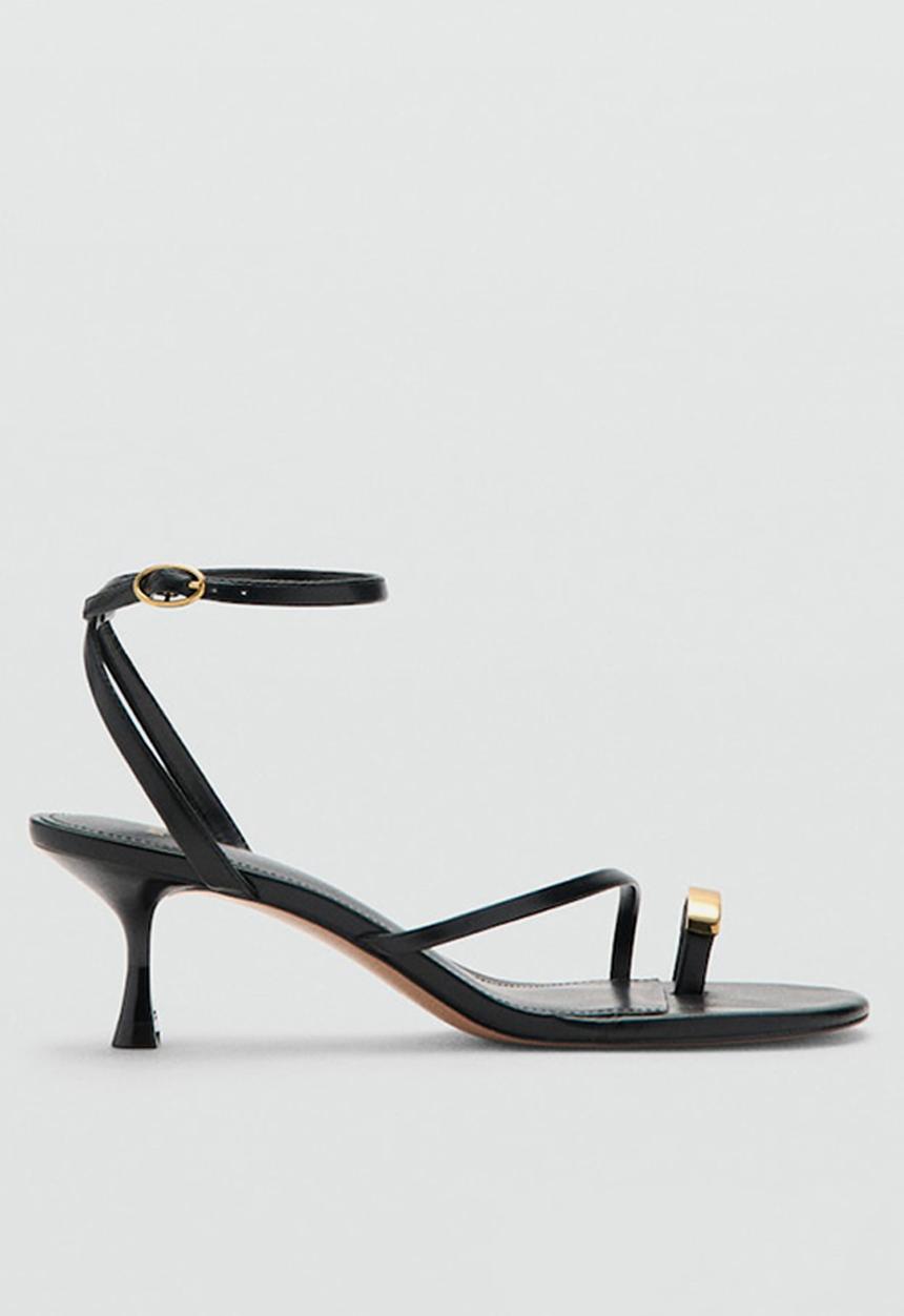 MANGO - Niza open toe ankle strap - black