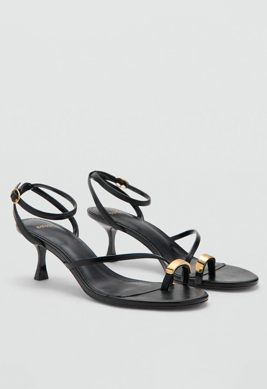 MANGO - Niza open toe ankle strap - black