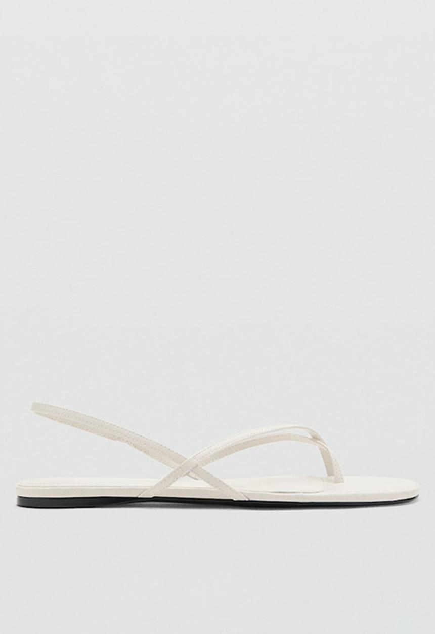 MANGO - Snake toe post ankle strap - light beige