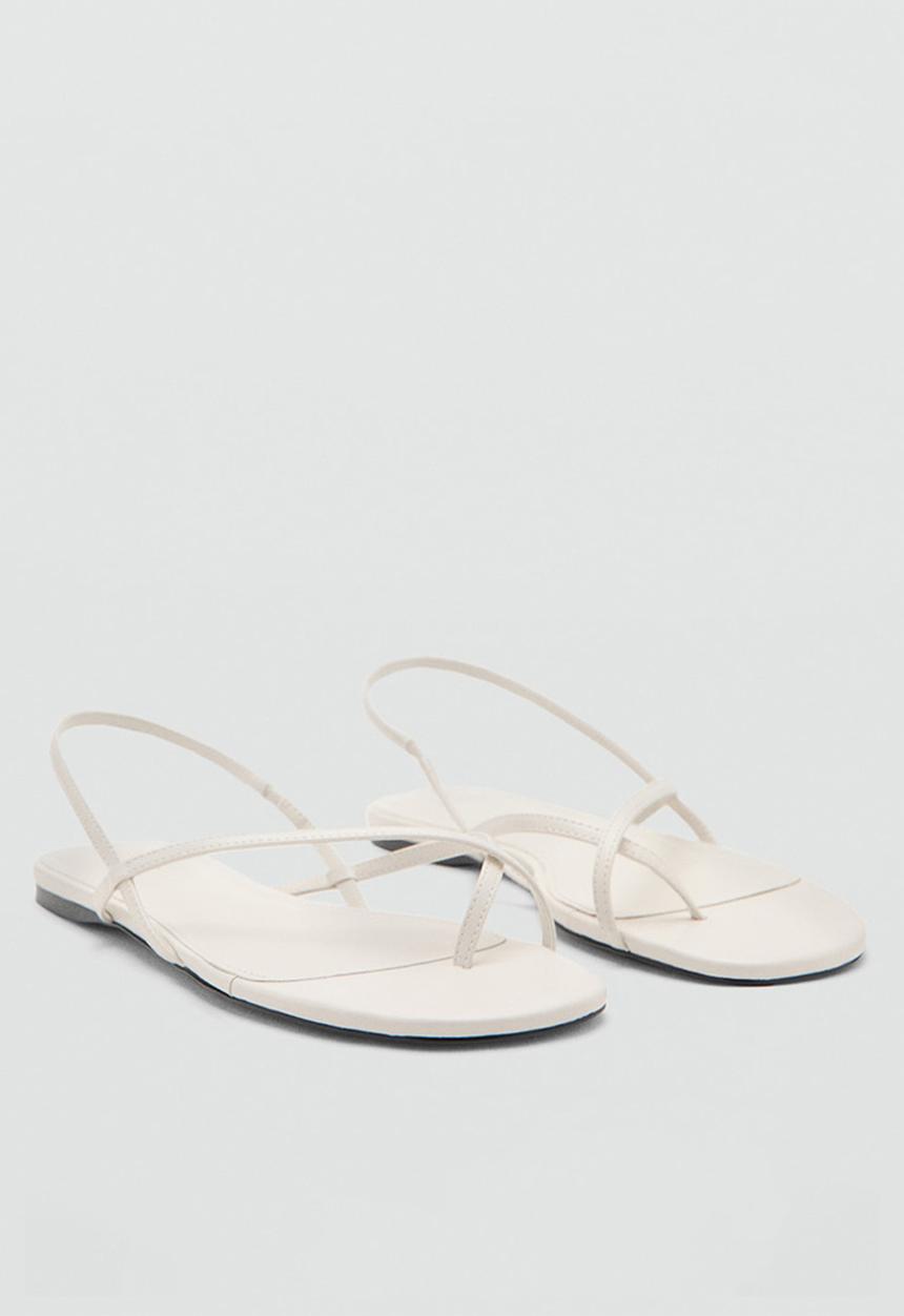 MANGO - Snake toe post ankle strap - light beige