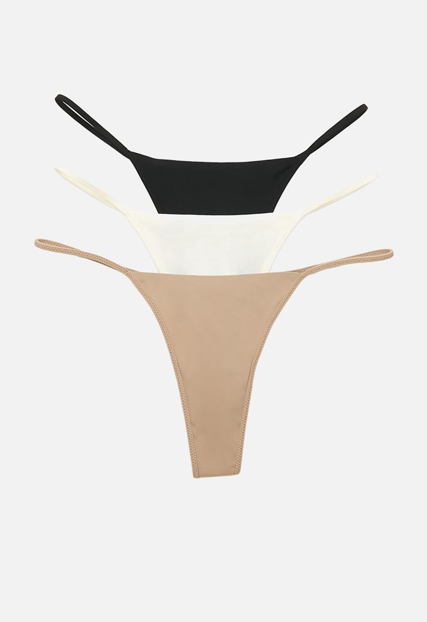 Cotton On - Micro tanga G-string 3 Pack - black/white/maple