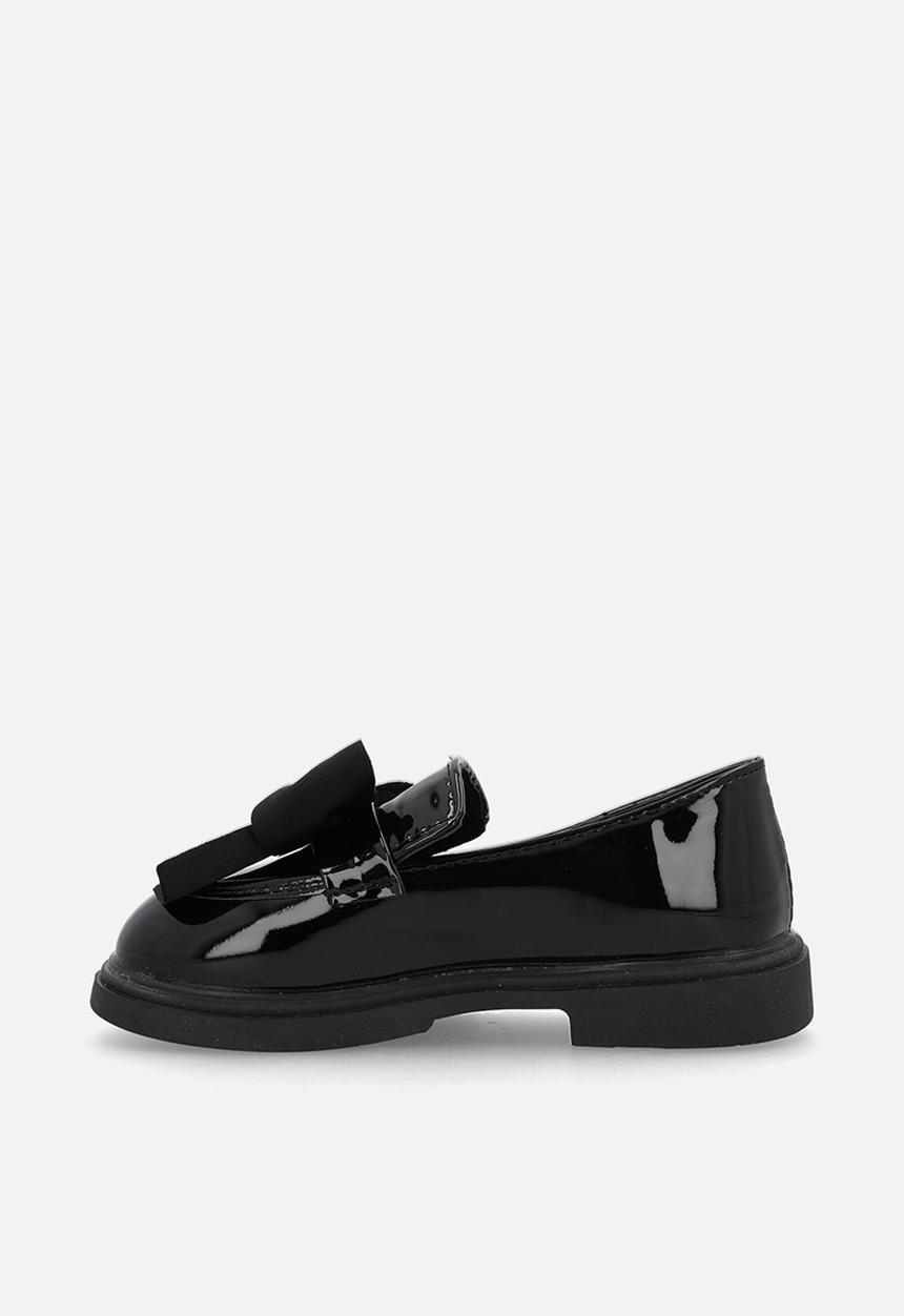 Pop Candy - Faux leather loafers with bow details - black