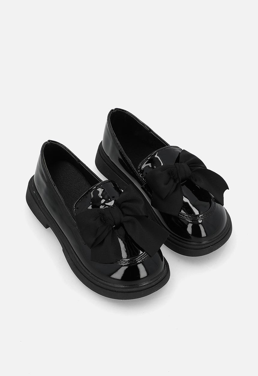 Pop Candy - Faux leather loafers with bow details - black