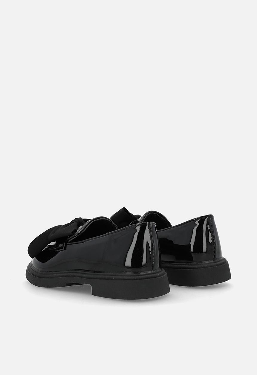 Pop Candy - Faux leather loafers with bow details - black