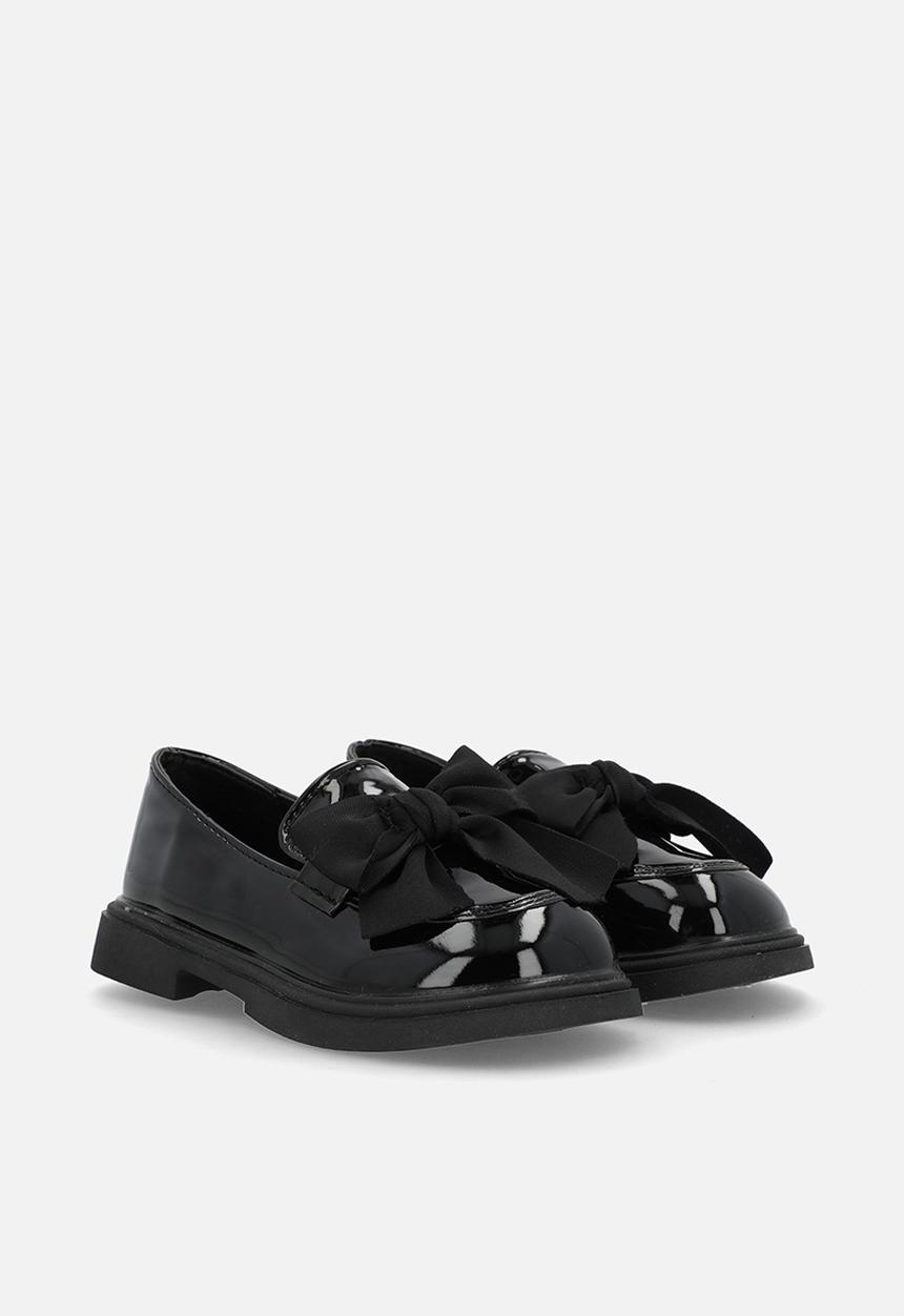 Pop Candy - Faux leather loafers with bow details - black