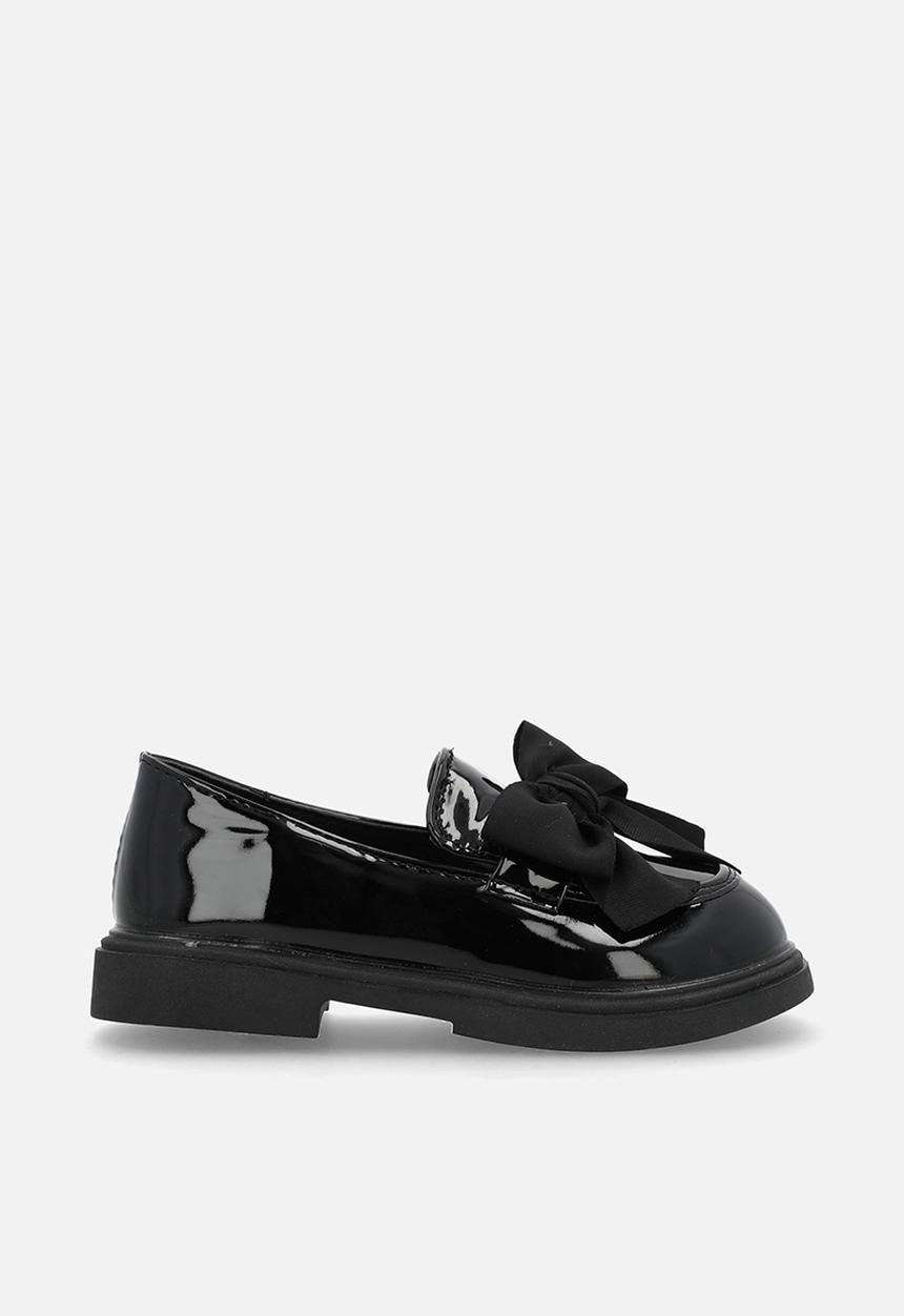 Pop Candy - Faux leather loafers with bow details - black
