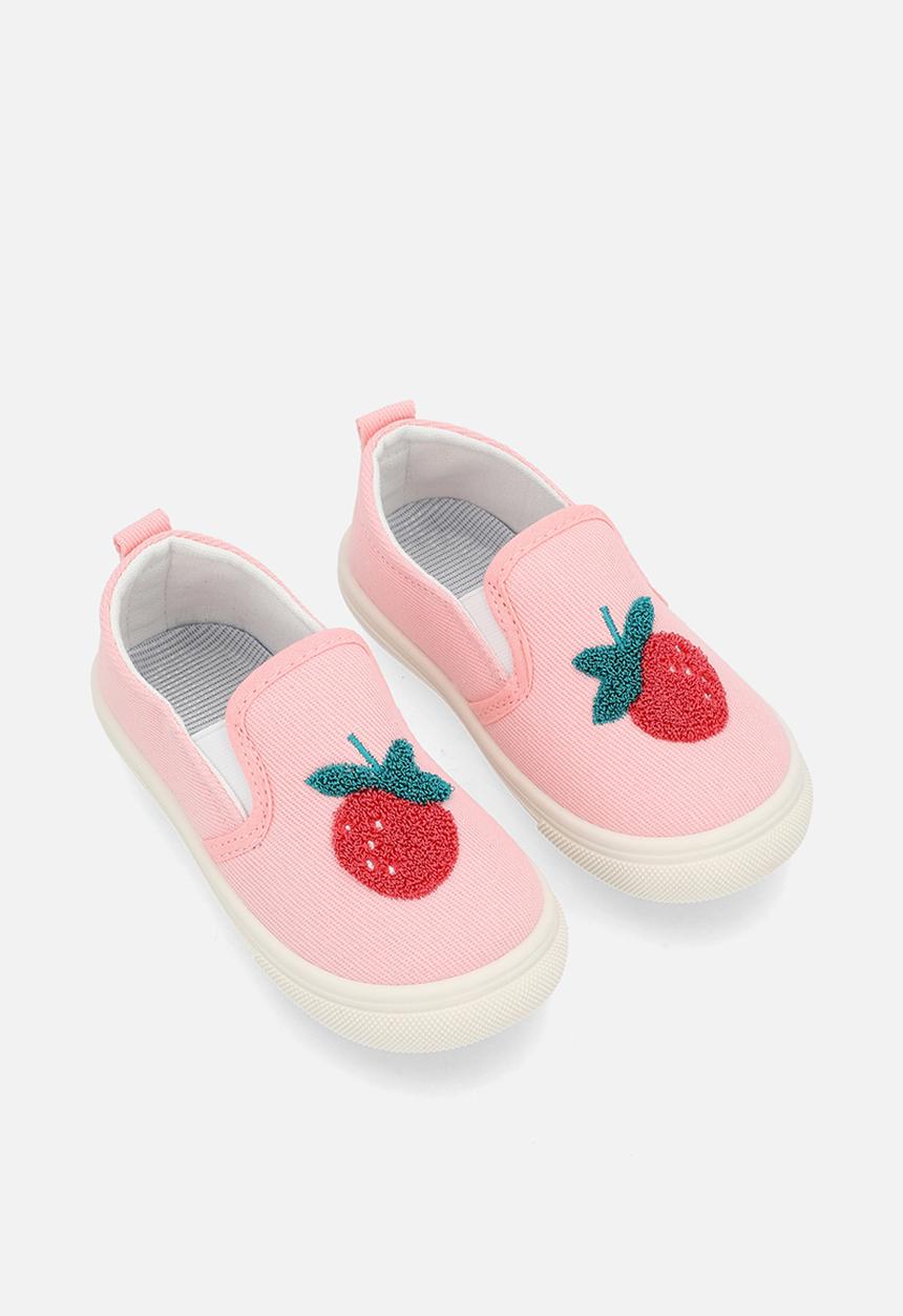 Pop Candy - Tufted strawberry slip-on sneakers - pink