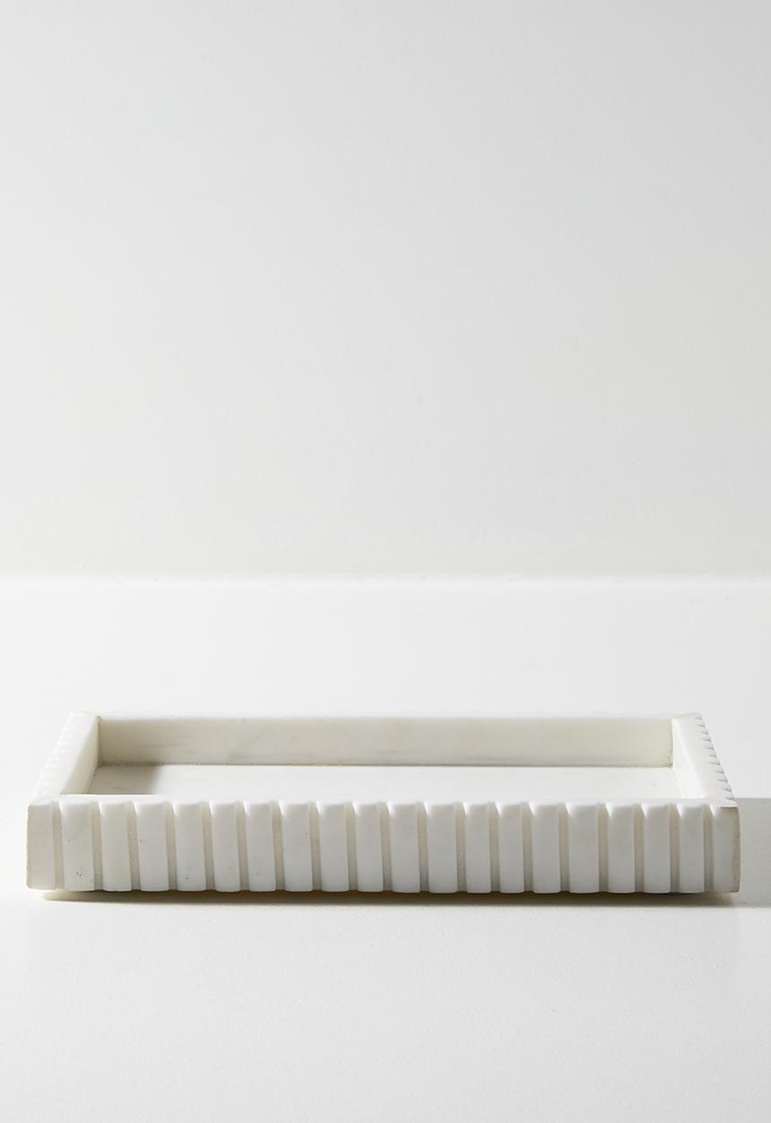 Sixth Floor - Ribbed Décor Tray - White