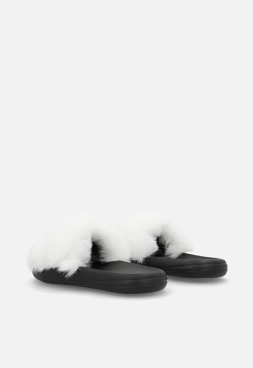 Pop Candy - Fluffy slippers - white/black