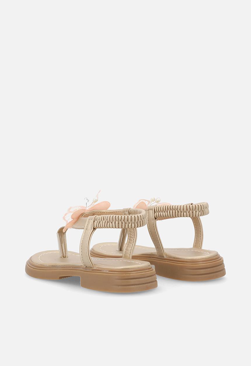 Pop Candy - Butterfly lace detail sandal - gold