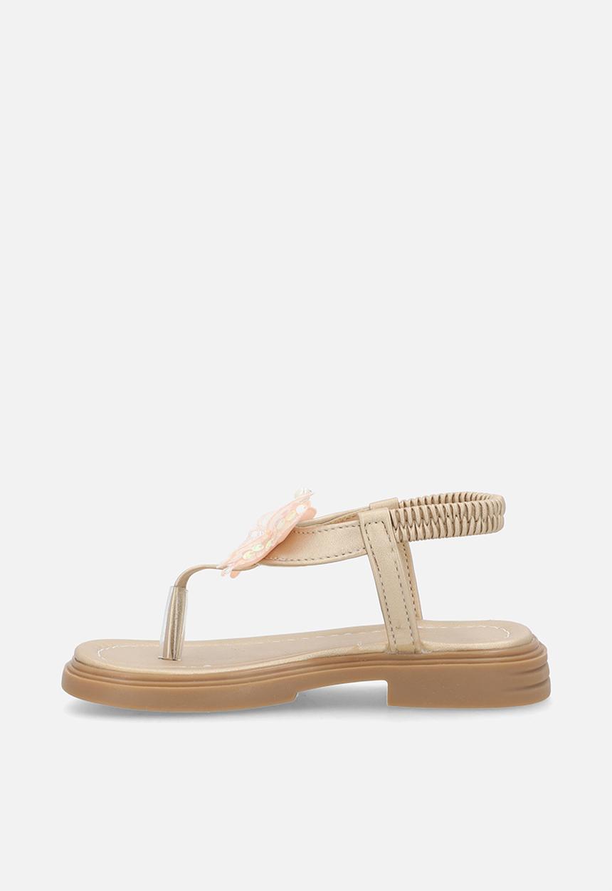 Pop Candy - Butterfly lace detail sandal - gold