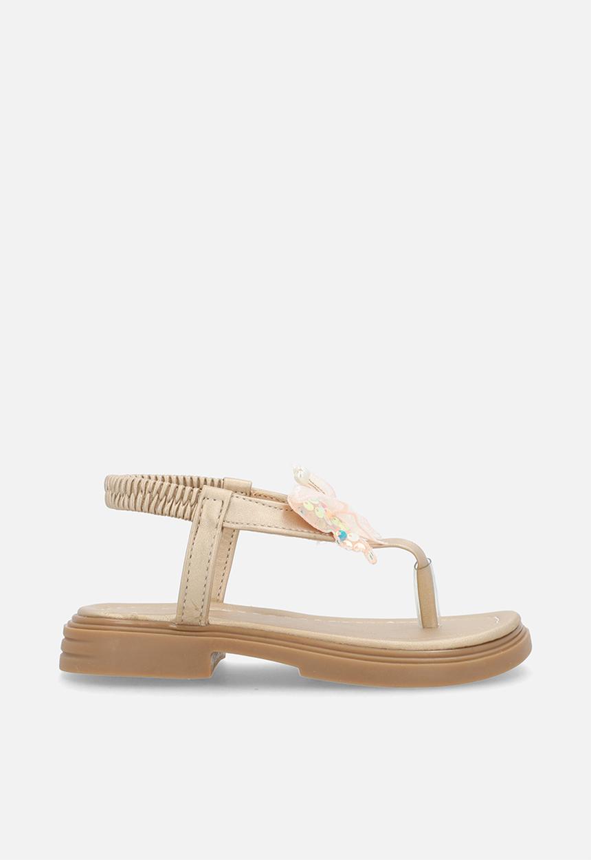 Pop Candy - Butterfly lace detail sandal - gold