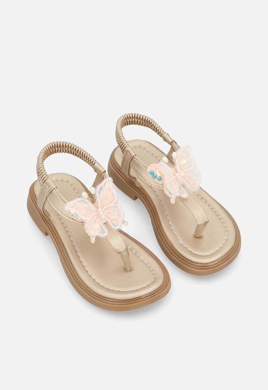 Pop Candy - Butterfly lace detail sandal - gold