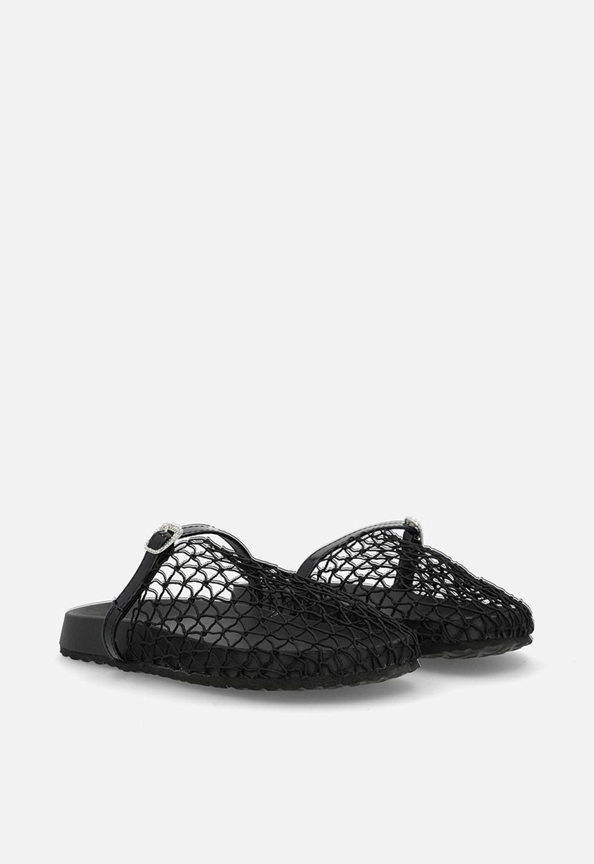 Pop Candy - Fishnet mesh mules - black