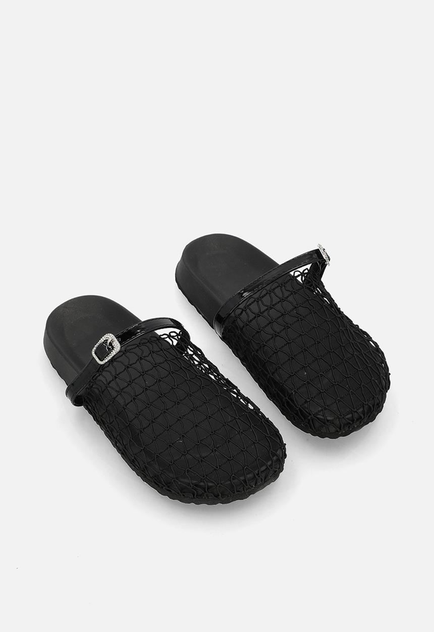 Pop Candy - Fishnet mesh mules - black
