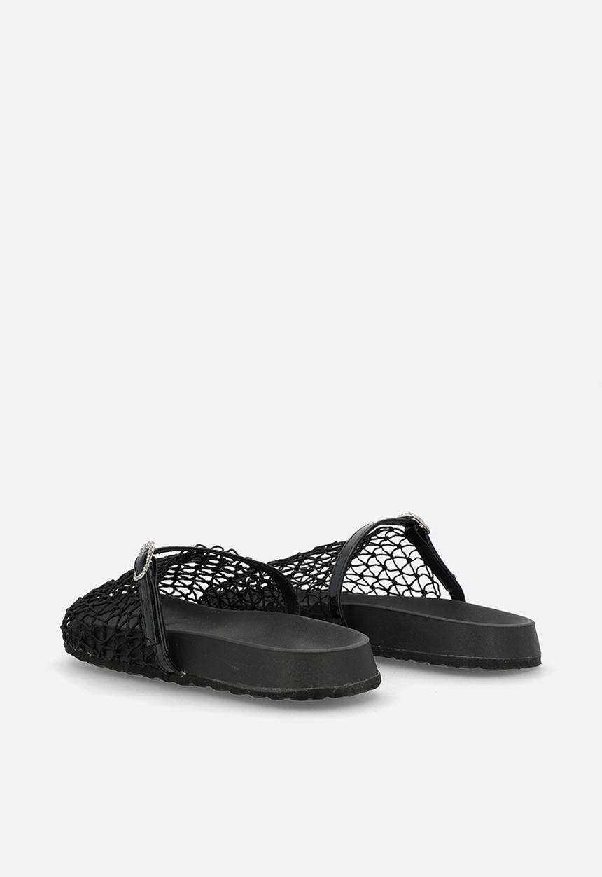 Pop Candy - Fishnet mesh mules - black