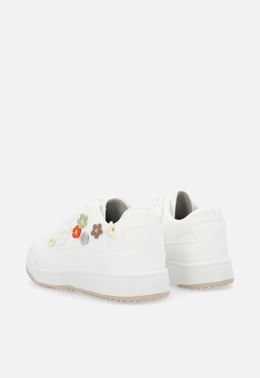 Pop Candy - Floral applique sneakers - white