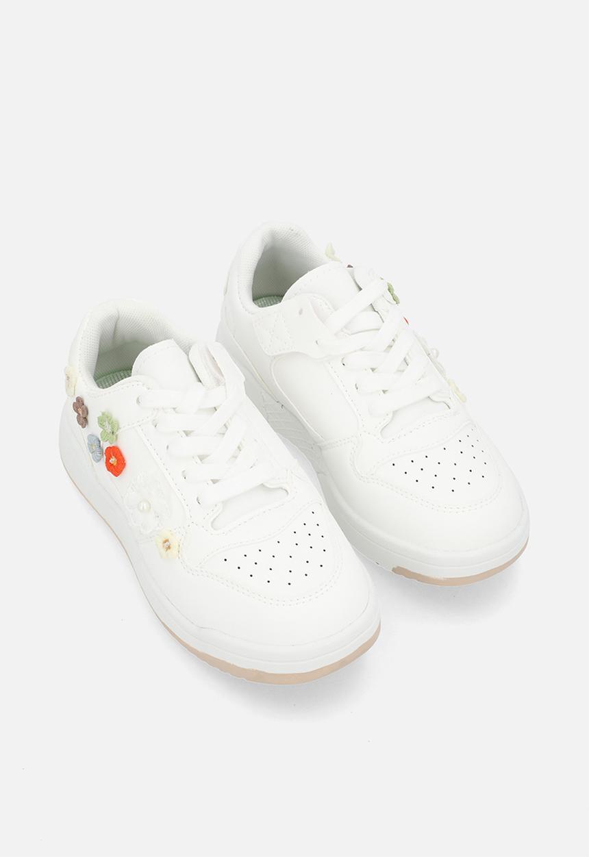 Pop Candy - Floral applique sneakers - white