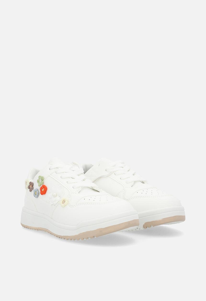 Pop Candy - Floral applique sneakers - white