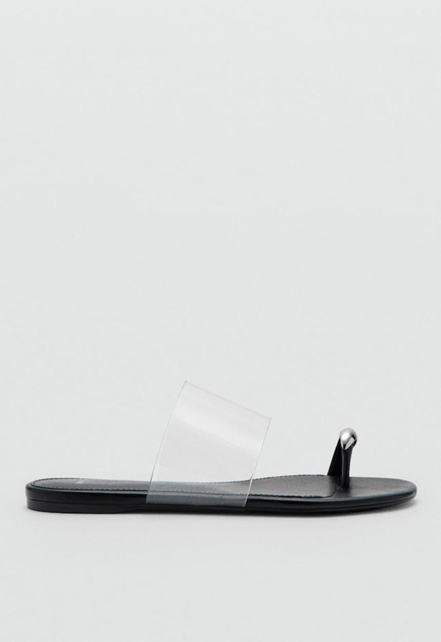 MANGO - Drop toe post slide - black