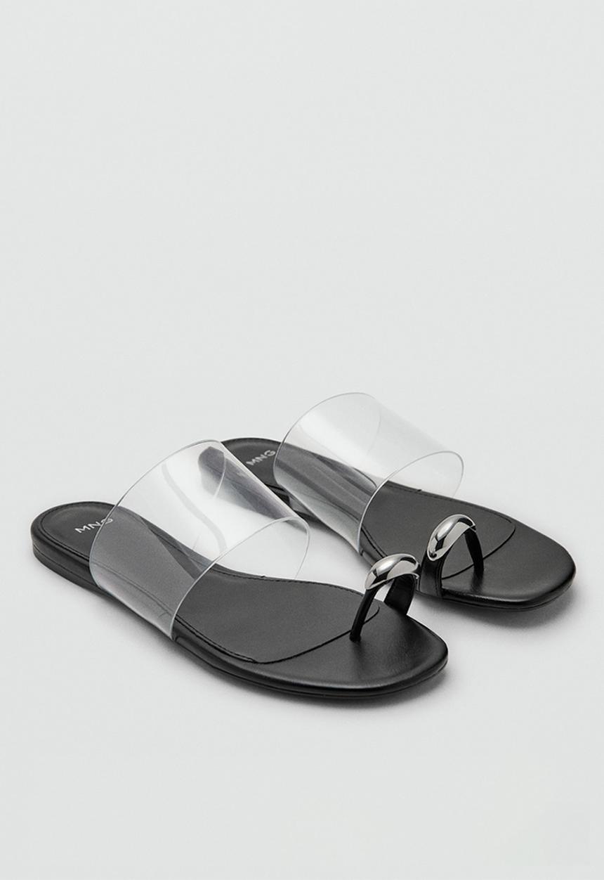 MANGO - Drop toe post slide - black