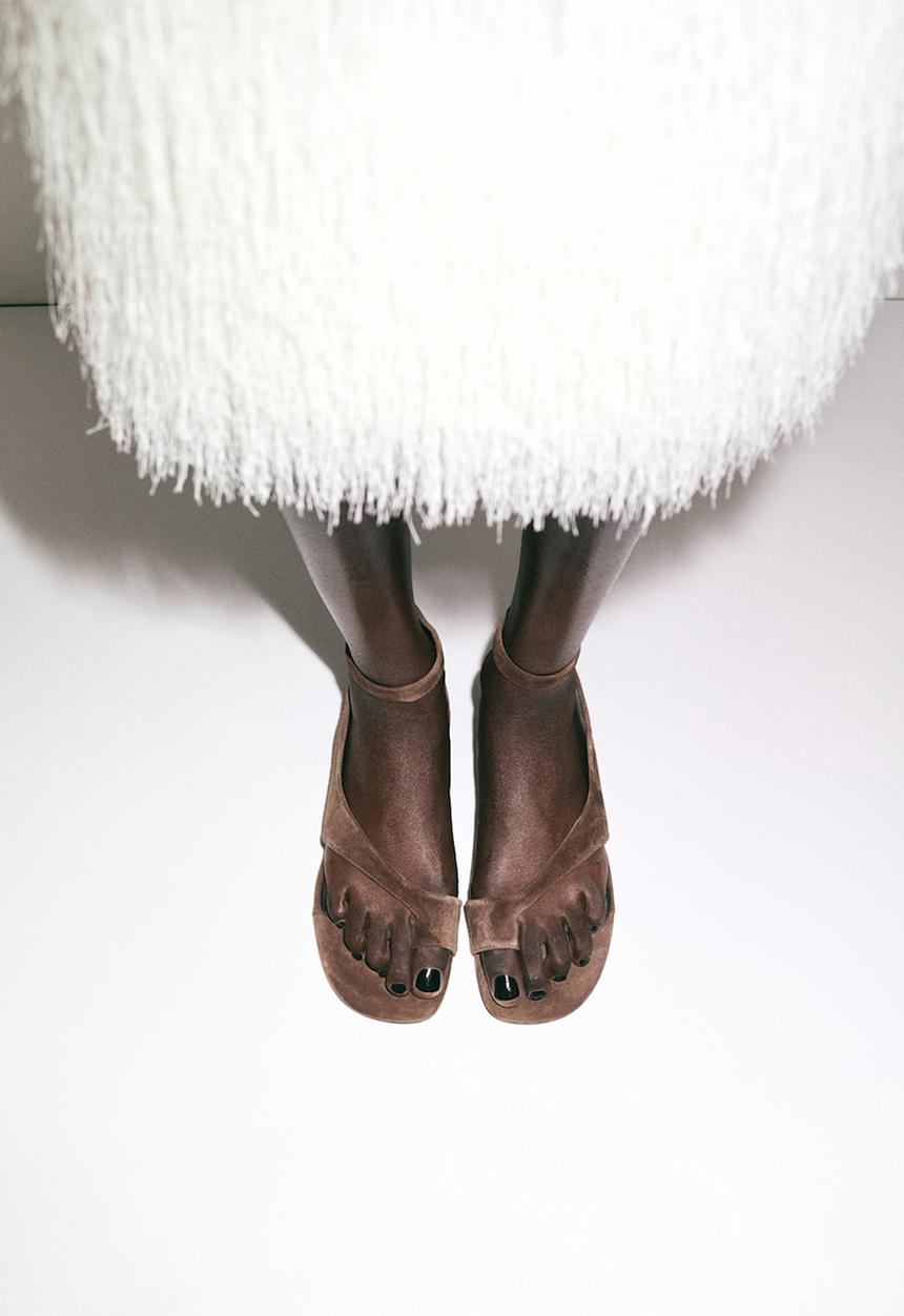 MANGO - Font toe post ankle strap - brown