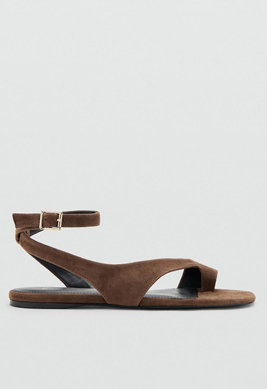 MANGO - Font toe post ankle strap - brown