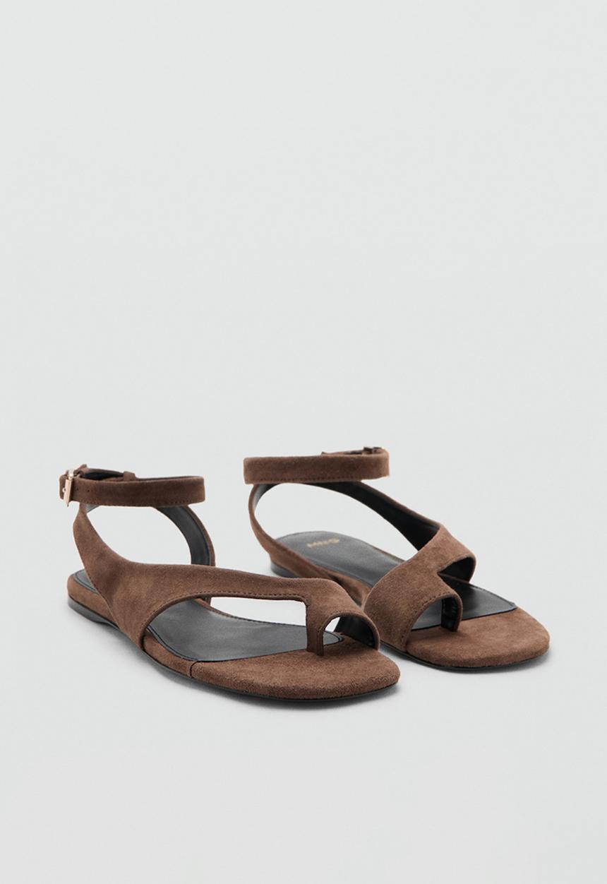 MANGO - Font toe post ankle strap - brown
