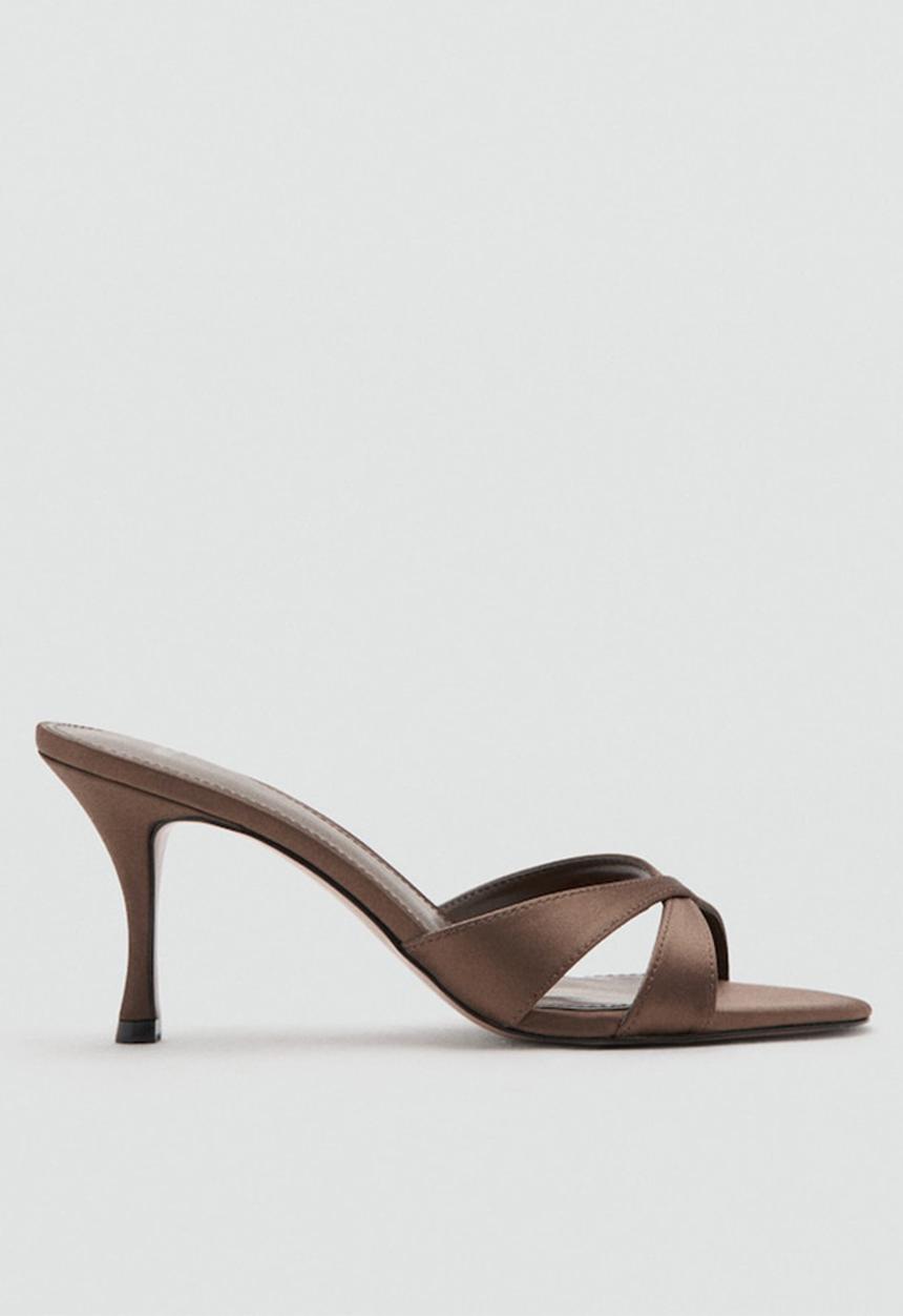 MANGO - Angel open toe mule - dark brown