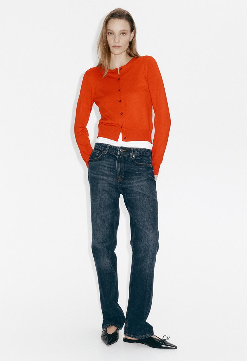 H&M - Fine-knit cardigan - bright orange