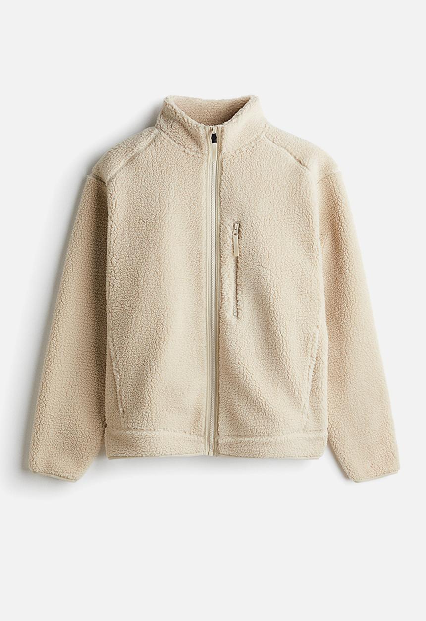 Regular fit teddy sports jacket - beige - 1226403005