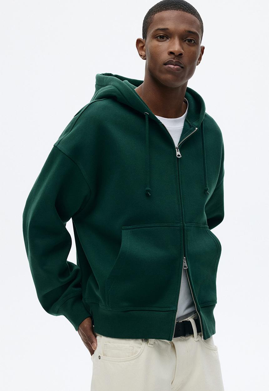 H&M - Oversized fit zip-through hoodie - dark green