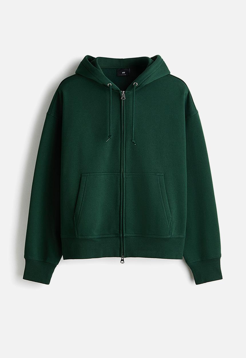 H&M - Oversized fit zip-through hoodie - dark green