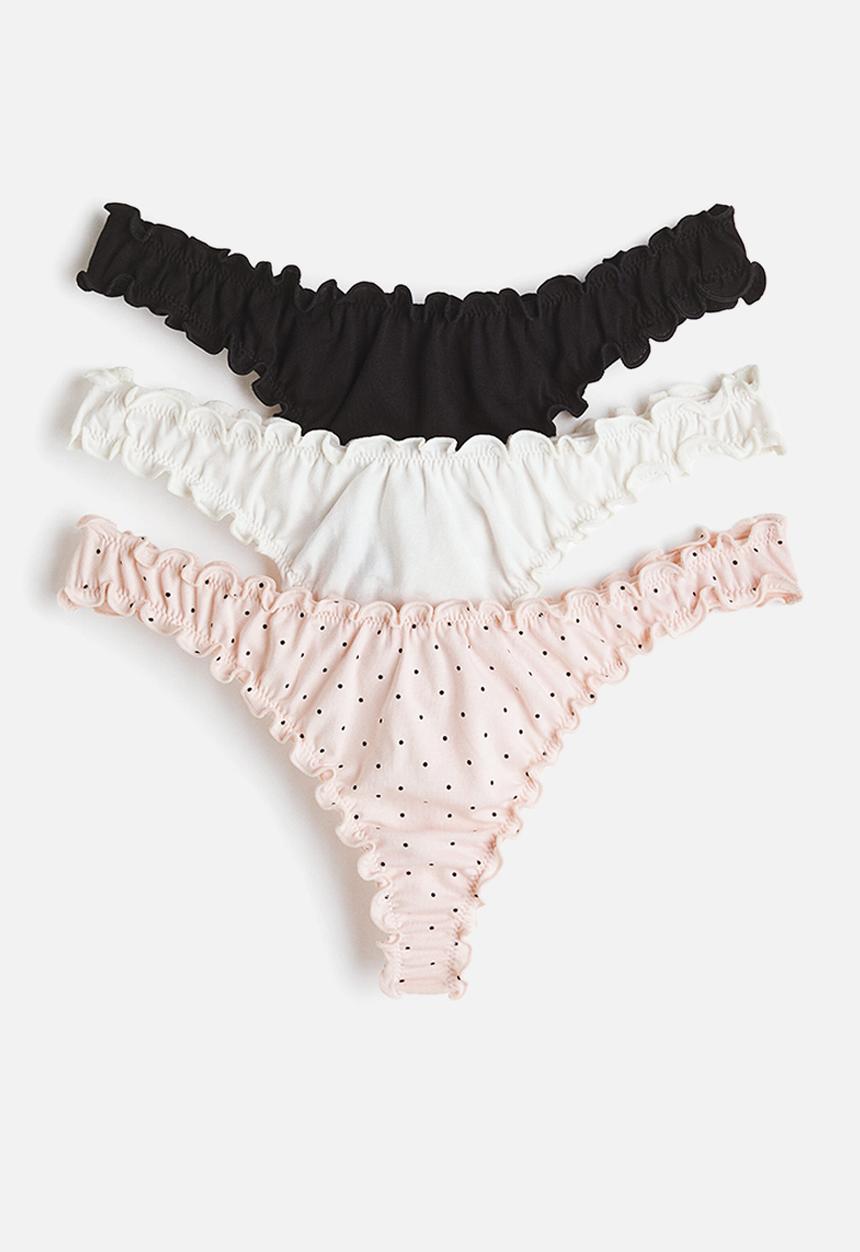 H&M - 3-Pack overlock-detail thong briefs - multi