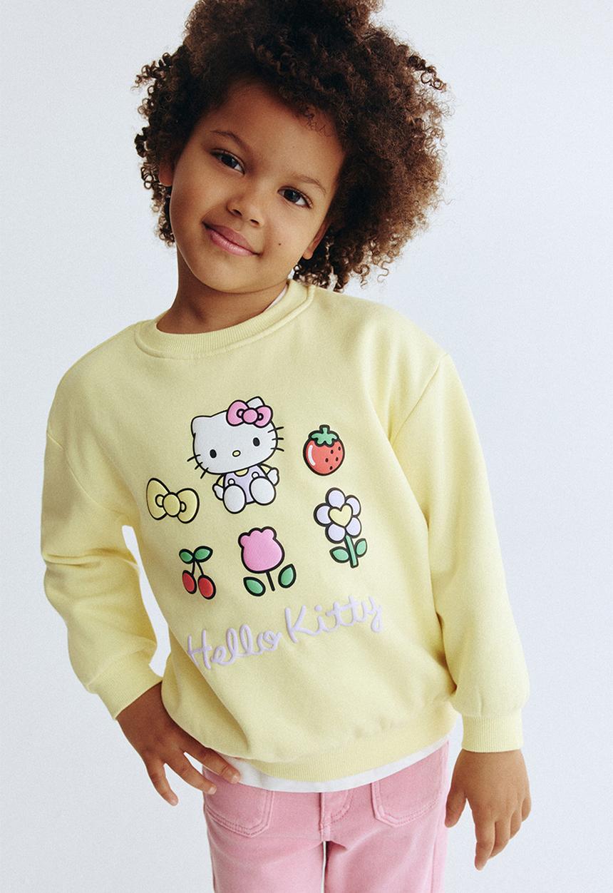 H&M - Printed sweatshirt - yellow/hello kitty