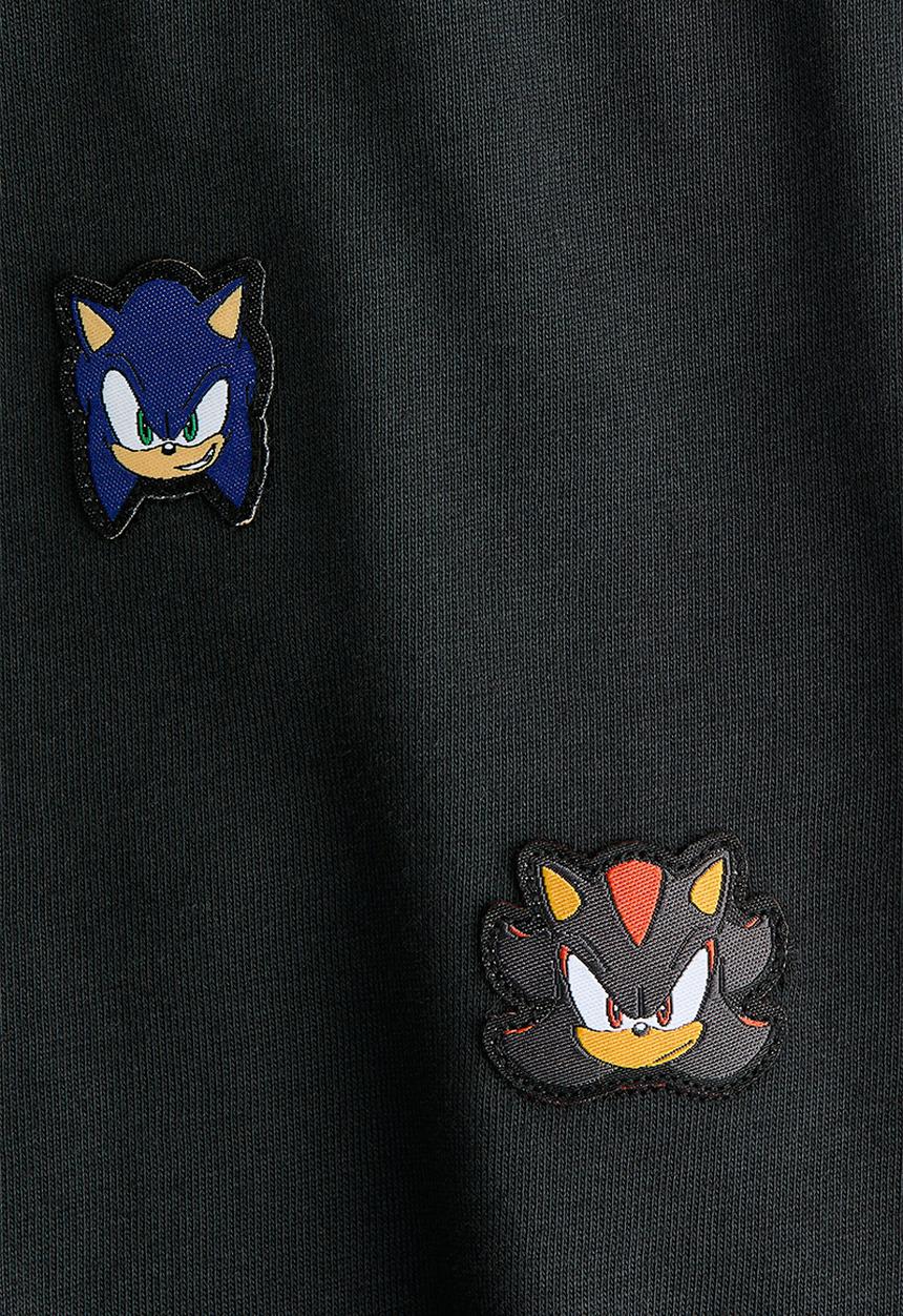 H&M - Oversized printed t-shirt - dark grey/sonic the hedgehog