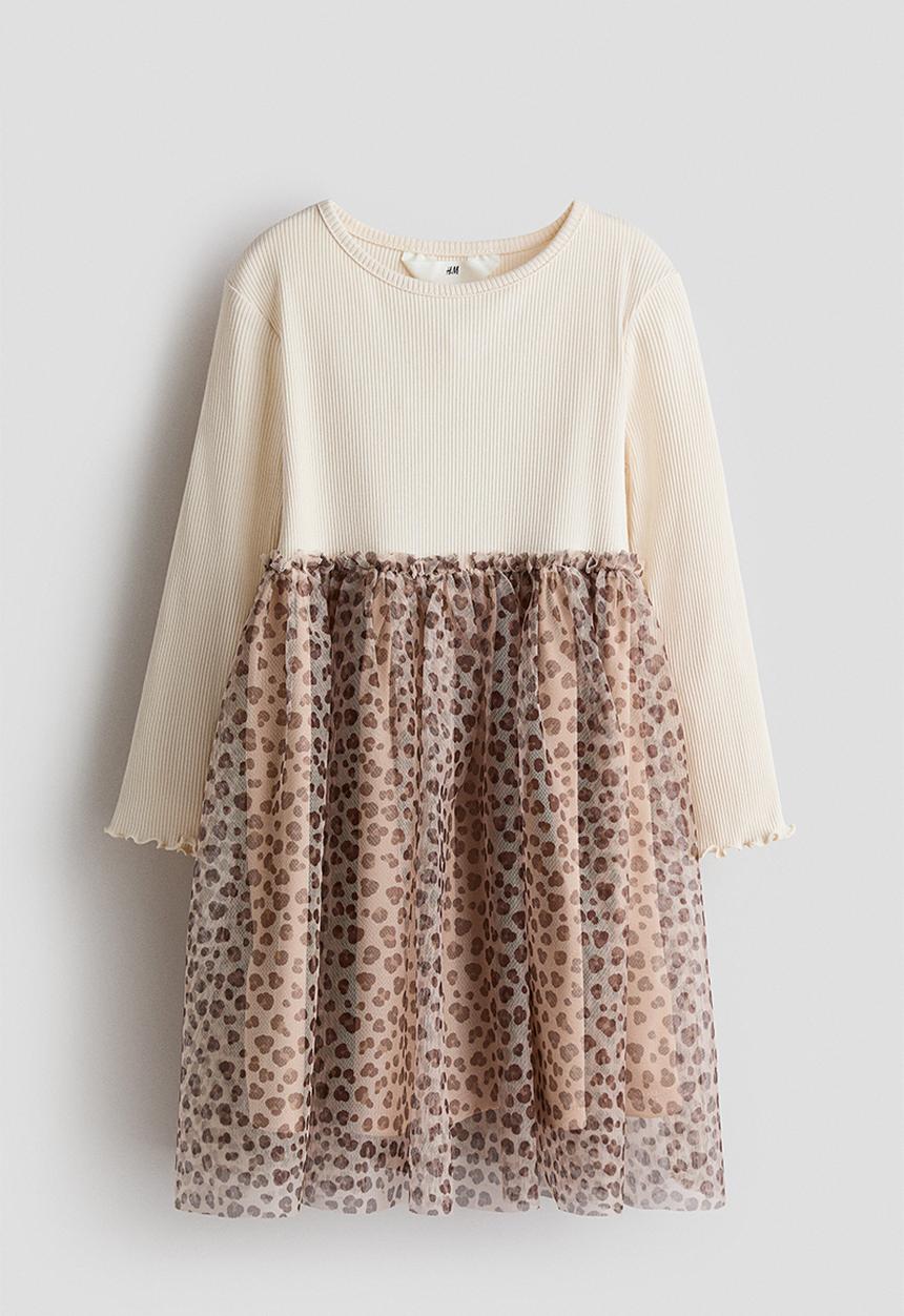 H&M - Tulle dress - light beige/leopard print