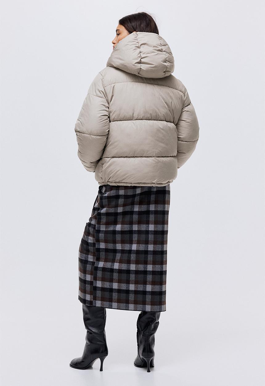 H&M - Hooded puffer jacket - light greige