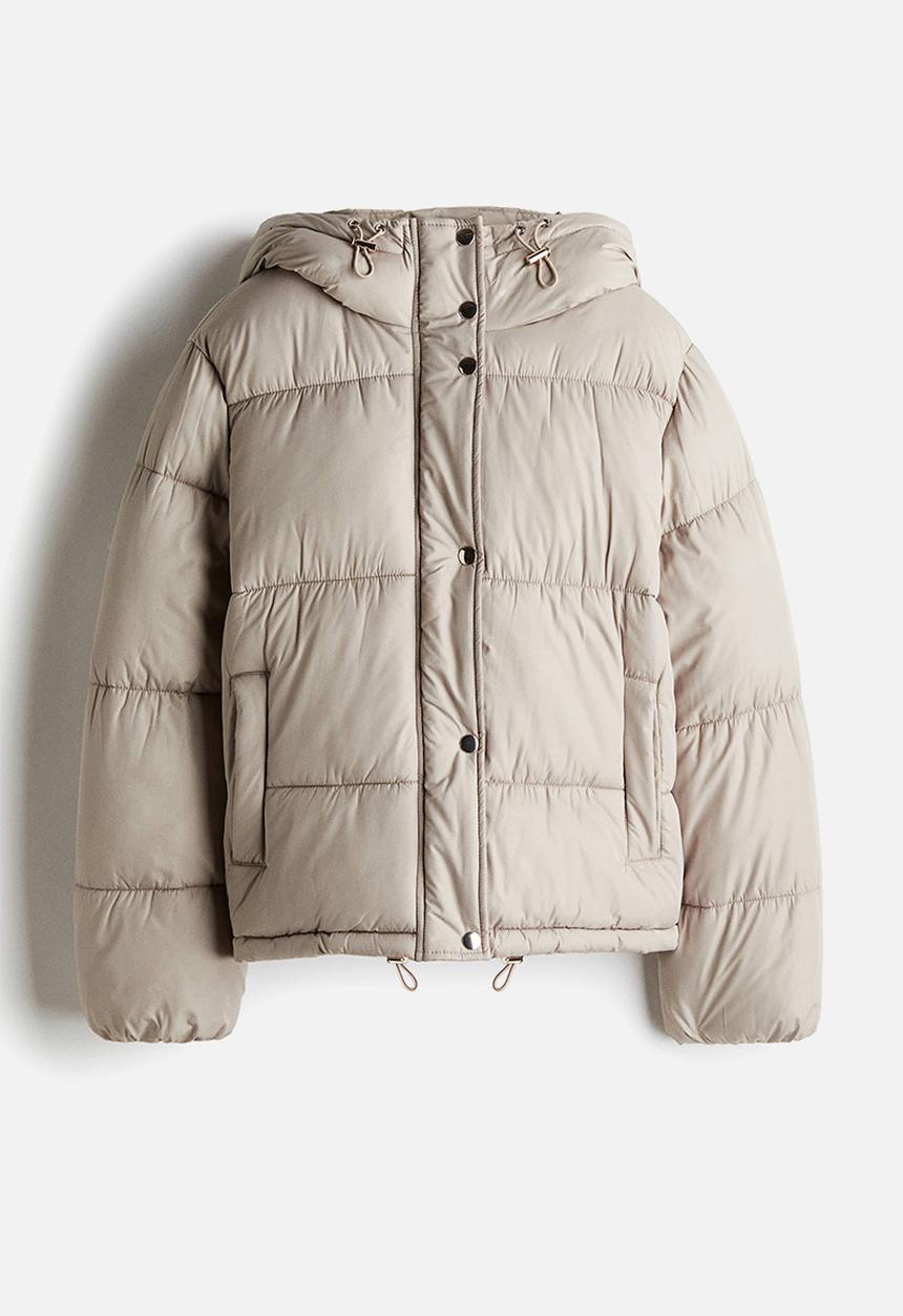 H&M - Hooded puffer jacket - light greige