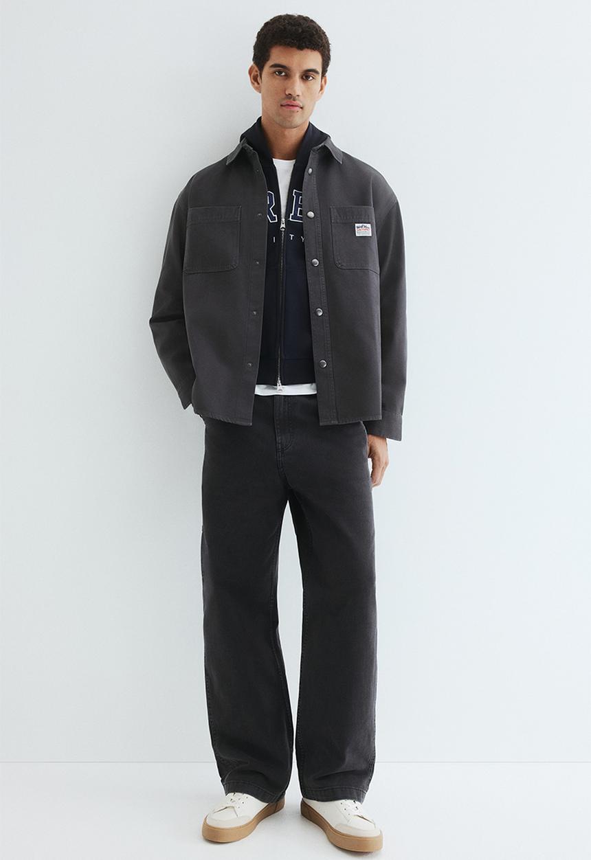 H&M - Oversized fit canvas overshirt - dark grey
