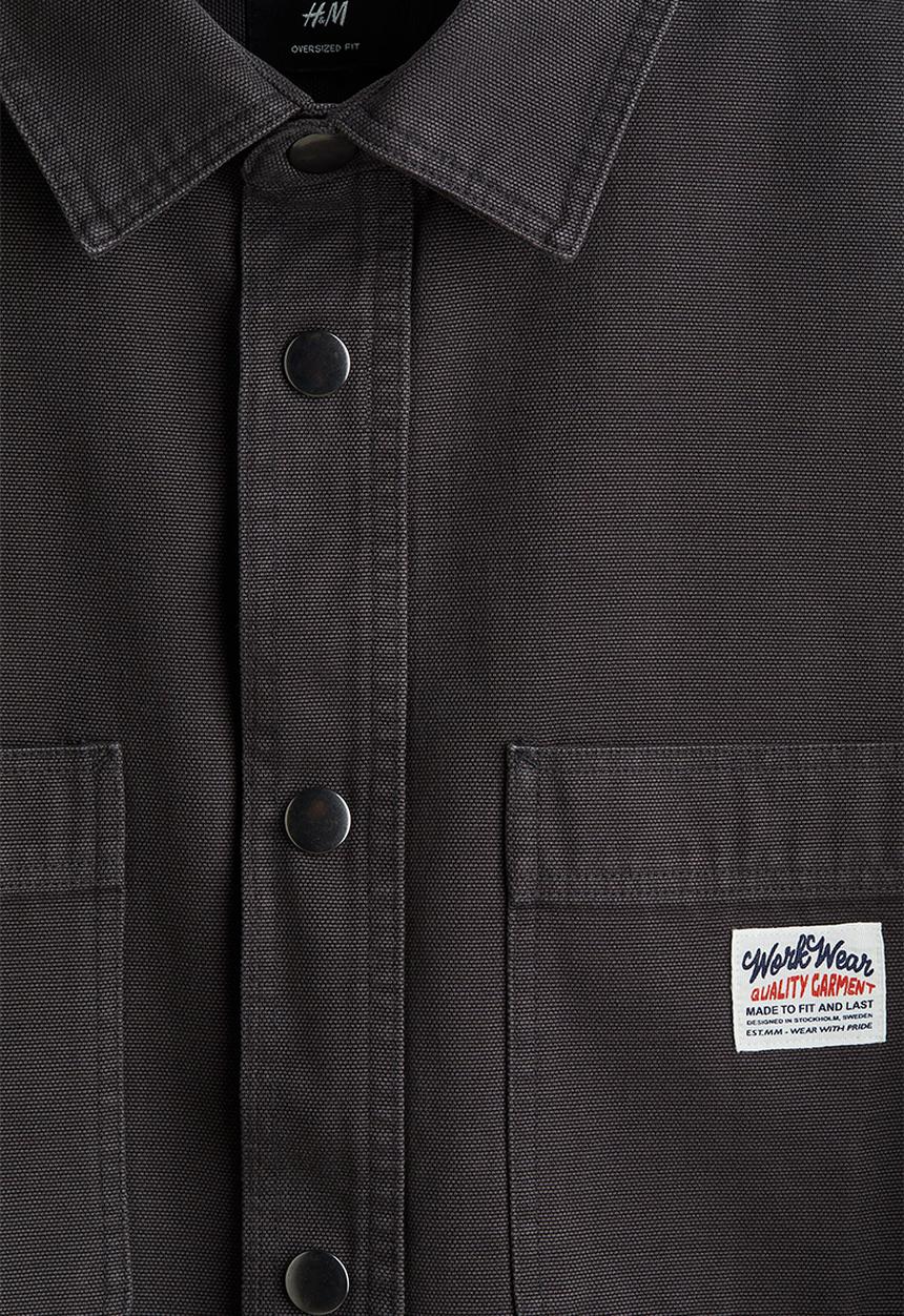H&M - Oversized fit canvas overshirt - dark grey