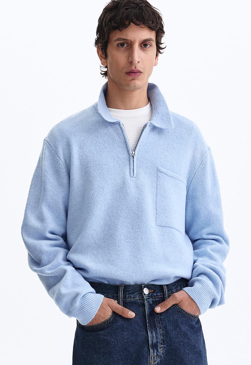 H&M - Regular fit zip-top jumper - light blue