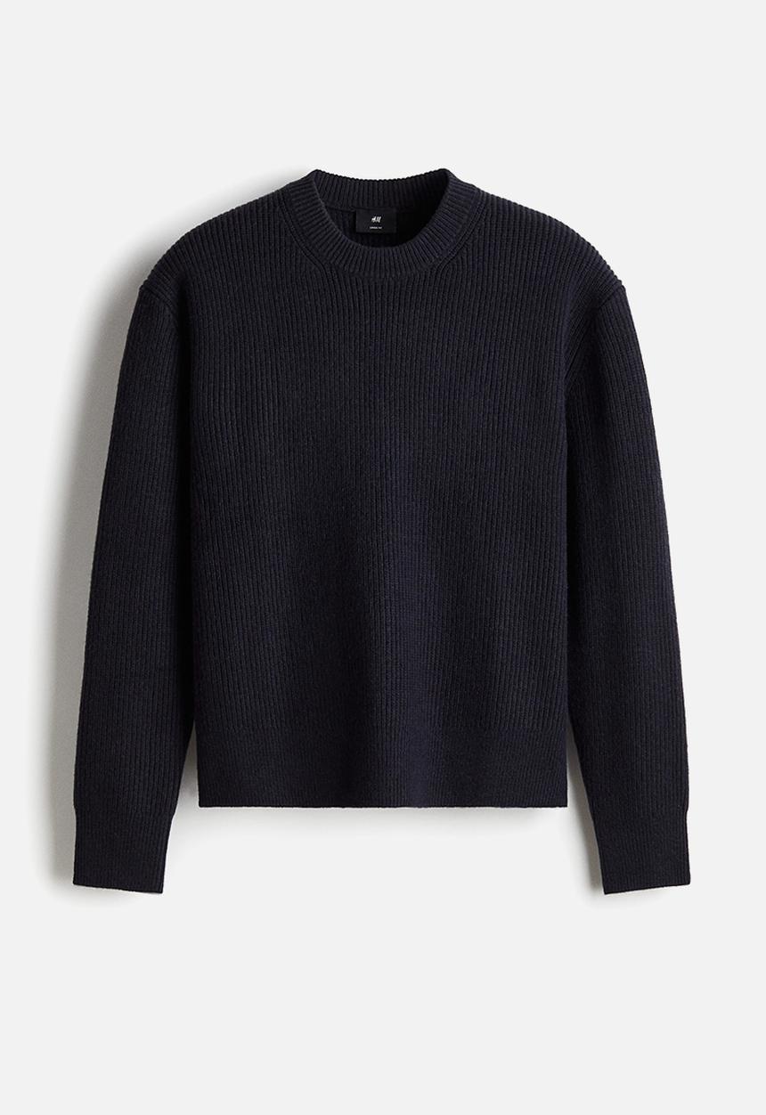 H&M - Loose fit rib-knit jumper - navy blue