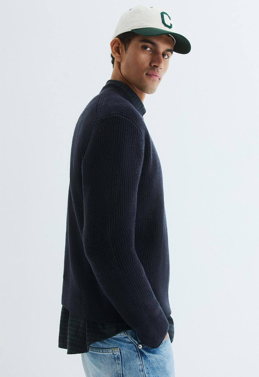 H&M - Loose fit rib-knit jumper - navy blue