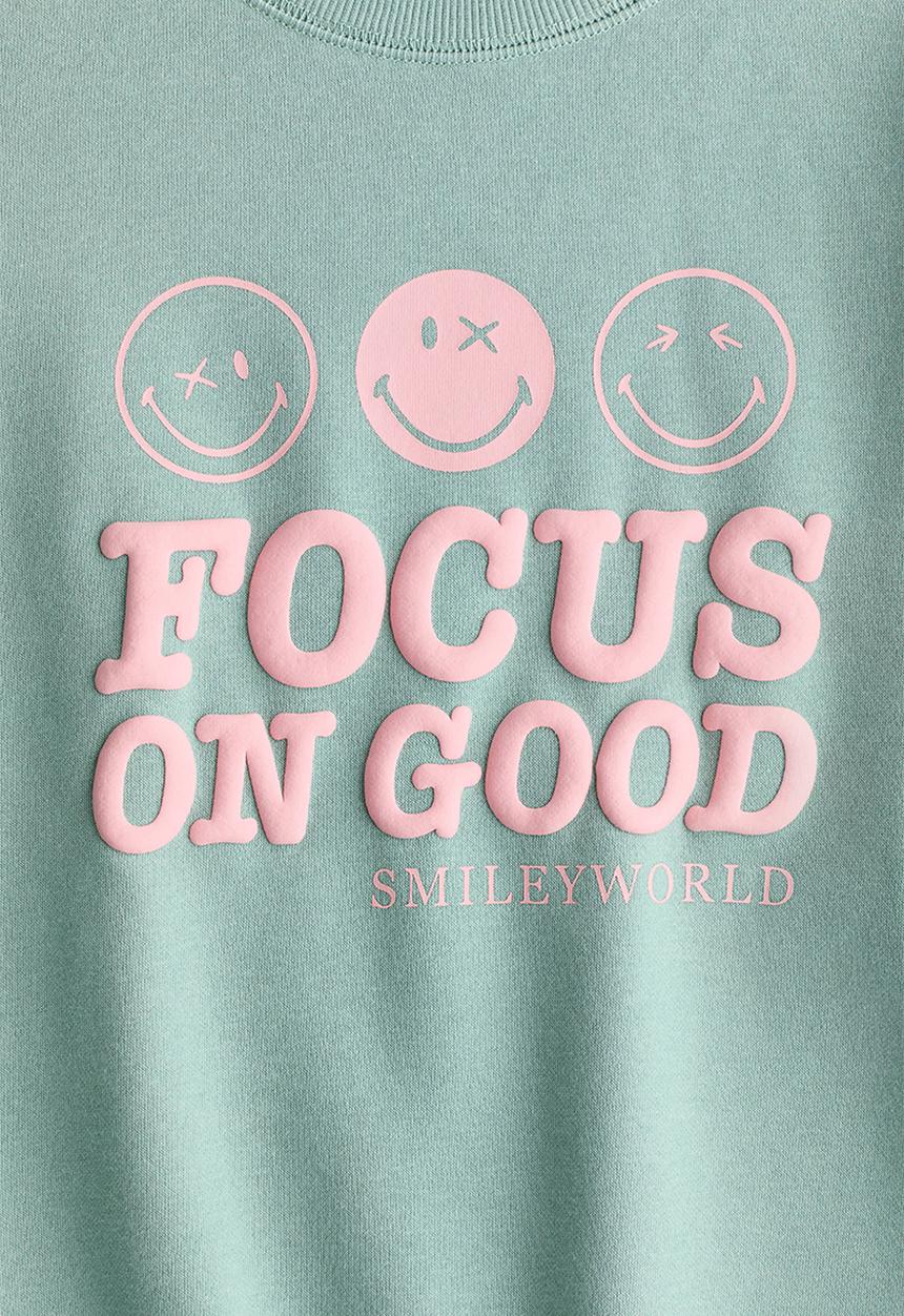 H&M - Oversized print-motif sweatshirt - light green/smileyworld?