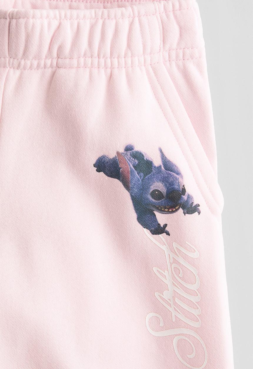H&M - Print-motif sweatshirt joggers - light pink/lilo & stitch