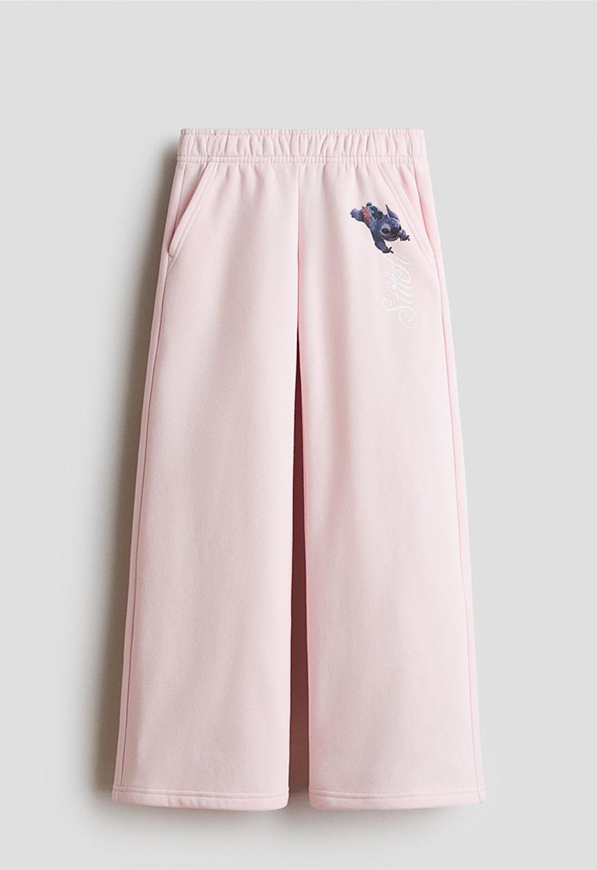 H&M - Print-motif sweatshirt joggers - light pink/lilo & stitch